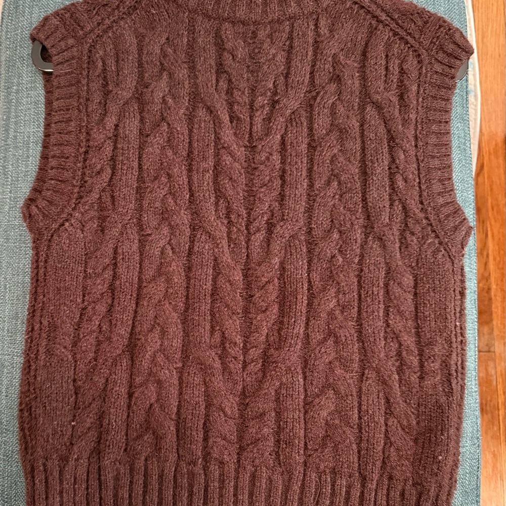 Dark Brown Cable Knit Sweater Vest - Picture 2 of 2